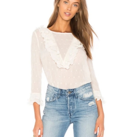 New BOHO Ruffled Swiss Dot Sheer Lace Top … - Picture 4 of 11